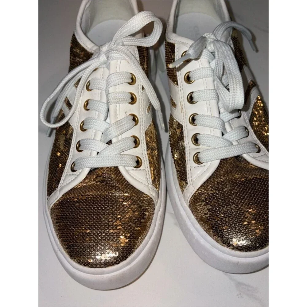 GEOX gold glitter leather sneakers 8